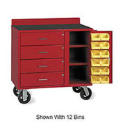 Vari-Tuff Mobile Utility Bin Cabinet with 4 Drawers & 24 Bins