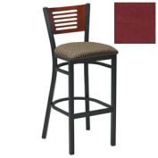 Bar Stool w/Natural 5 Slat-Back, 17-1/2"W X 17"D X 42"H, Burgundy - Pkg Qty 2