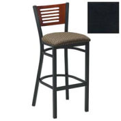 Bar Stool w/Natural 5 Slat-Back, 17-1/2"W X 17"D X 42"H, Textured Black - Pkg Qty 2