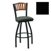 Swivel Bar Stool w/Mahogany 5 Wave-Back, 17-1/2"W X 17"D X 42"H, Knockout Black - Pkg Qty 2