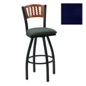 Swivel Bar Stool w/Mahogany 5 Wave-Back, 17-1/2"W X 17"D X 42"H, Knockout Blue - Pkg Qty 2