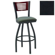 Swivel Bar Stool, Cherry 5 Slat-Back, 17-1/2"W X 17"D X 42"H, Textured Black - Pkg Qty 2