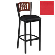 Bar Stool w/Natural 5 Wave-Back, 17-1/2"W X 17"D X 42"H, Red - Pkg Qty 2