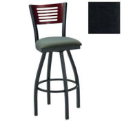 Swivel Bar Stool w/Natural 5 Slat-Back, 17-1/2"W X 17"D X 42"H, Black - Pkg Qty 2