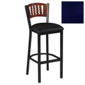 Bar Stool w/Mahogany 5 Wave-Back, 17-1/2"W X 17"D X 42"H, Knockout Blue - Pkg Qty 2