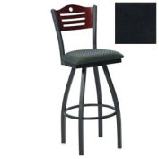 Swivel Bar Stool, Cherry 3 Slat-Back, 17-1/2"W X 17"D X 42"H, Textured Black - Pkg Qty 2