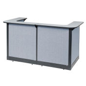 88"W x 44"D x 46"H U-Shaped Reception Station With Raceway, Gray Counter/Blue Panel