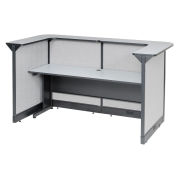 88"W x 44"D x 46"H U-Shaped Reception Station With Raceway, Gray Counter/Gray Panel