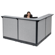 80"W x 80"D x 46"H L-Shaped Electric Reception Station, Gray Counter/Gray Panel
