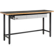 Homak Steel Workbench 79" With 3 Drawers & Wood Top