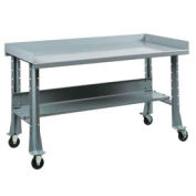 Shureshop® Mobile Bench W/Acc Kit, Stainless Steel Top, 60"X29", Sebring Grey