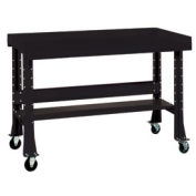 Shureshop® Mobile Bench W/Acc Kit, Painted Steel Top, 72"X 34", Gloss Black