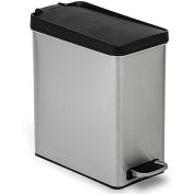 SIMPLEHUMAN Rectangular Stainless Steel Waste Cans - Step-on Can - 6.6"Wx14.2"Dx13.3"H