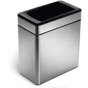 SIMPLEHUMAN Rectangular Stainless Steel Waste Cans - Open-Top Can - 6.2"Wx11.3"Dx13"H