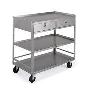 LAKESIDE Stainless Steel Mobile Tables - 36"Wx20"D Shelf - 3 Shelves - 20-Gauge - 2 Drawers