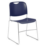 Plastic Stack Chair, Navy - Pkg Qty 4