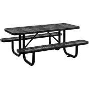 72" Expanded Metal Rectangular Picnic Table, Black