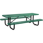 8' Rectangular Picnic Table, Expanded Metal, Green (96" Long)