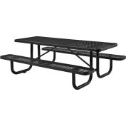 8' Rectangular Picnic Table, Surface Mount, Black (96" Long)