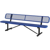 96"L Expanded Metal Mesh Bench w/Back Rest, Blue