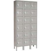 Global Industrial™ Six Tier 18 Door Box Locker, 12"Wx18"Dx12"H, Gray, Assembled