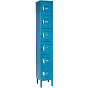 6-Tier 6 Door Box Locker, 12"W x 18"D x 12"H, Blue, Assembled