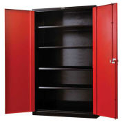 Fort Knox Cabinet, 36"W x 24"D x 78"H, Black Body, Red Doors