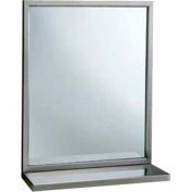 Bobrick Welded-Frame Mirror w/ Shelf, 18"W x 36"H