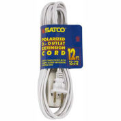Satco 12 Ft. Extension Cord 16/2 SPT-2, White, 93-196