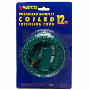 Satco 12 Ft. Coiled (Extended) Extension Cord, Green, 93-169