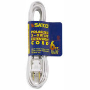 Satco 6 Ft. Extension Cord 16/2 SPT-2, White, 93-192