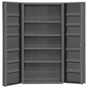 Durham 14 Gauge Steel 4-Shelf & 14 Door-Shelf Storage Bin Cabinet, 36"W x 24"D x 72"H