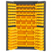 Durham Storage Bin Cabinet 3501-BDLP-132-95 - 132 Yellow Hook-on Bins 36"W x 24"D x 72"H