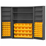 Durham Storage Bin Cabinet DC48-842S6DS-95 - 84 Yellow Hook-on Bins & Shelves 48" x 24" x 72"