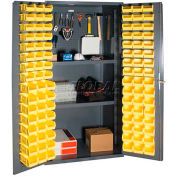 Durham Small Parts Storage Cabinet 3501-DLP-PB-96-2S-95 - w/Pegboard, 96 Bins, 2 Shelves