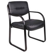 Global Industrial Sled Base Side Chair, Leather, Black