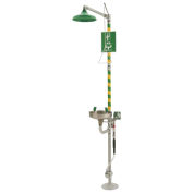 Haws Combination Shower And Soft-Flo Eyewash, Freeze Protection Bleed Valve and SS Receptor