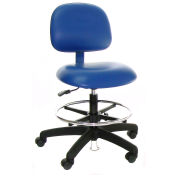 ESD-Safe Vinyl Clean Room Stool with Drag Chain, Blue