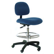 Heavy Duty Fabric Stool with Foot Ring, Blue