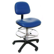 Heavy Duty Vinyl Stool with Foot Ring, Blue