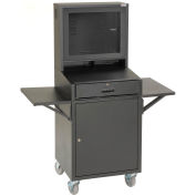 Global Industrial Mobile Security LCD Computer Cabinet Enclosure Complete Bundle, Black