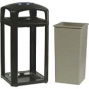 Landmark Series Classic Container, 50 Gal. Dome Top And Ashtray, Sable
