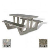 58" Rectangular Picnic Table, Gray Limestone Top, Gray Limestone Leg