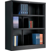 All Steel Bookcase 36" W x 12" D x 42" H Black 3 Openings 