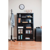 All Steel Bookcase 36" W x 12" D x 60" H Black 5 Openings
