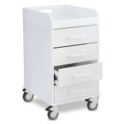 TrippNT Compact 4 Drawer Locking Medical Cart, White, 14"W x 19"D x 27"H, 51032
