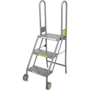 Tri Arc KDMF103166 3 Step Folding Rolling Ladder Stand - Perforated Tread