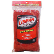 Libman 591 High Power 100% Cotton Red Shop Towels, 12 Pack