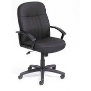 Boss Managers Office Mid Back Chair with Arms, Fabric, Black