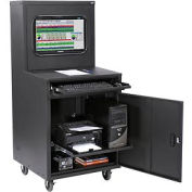 Global Industrial Deluxe LCD Industrial Computer Cabinet, Black, Unassembled